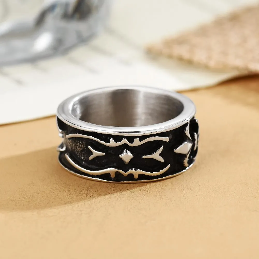 European And American Punk Fashion Personalized Stainless Steel Ring Retro Titanium Steel New Children's Flower Cross Ring Ring