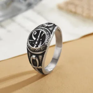 European And American Style Personalized Vintage Anubis Eye Of Horus Men's Titanium Steel Ring