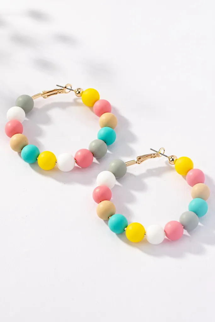 Ever Bloom Beaded Hoop Earrings - Multi