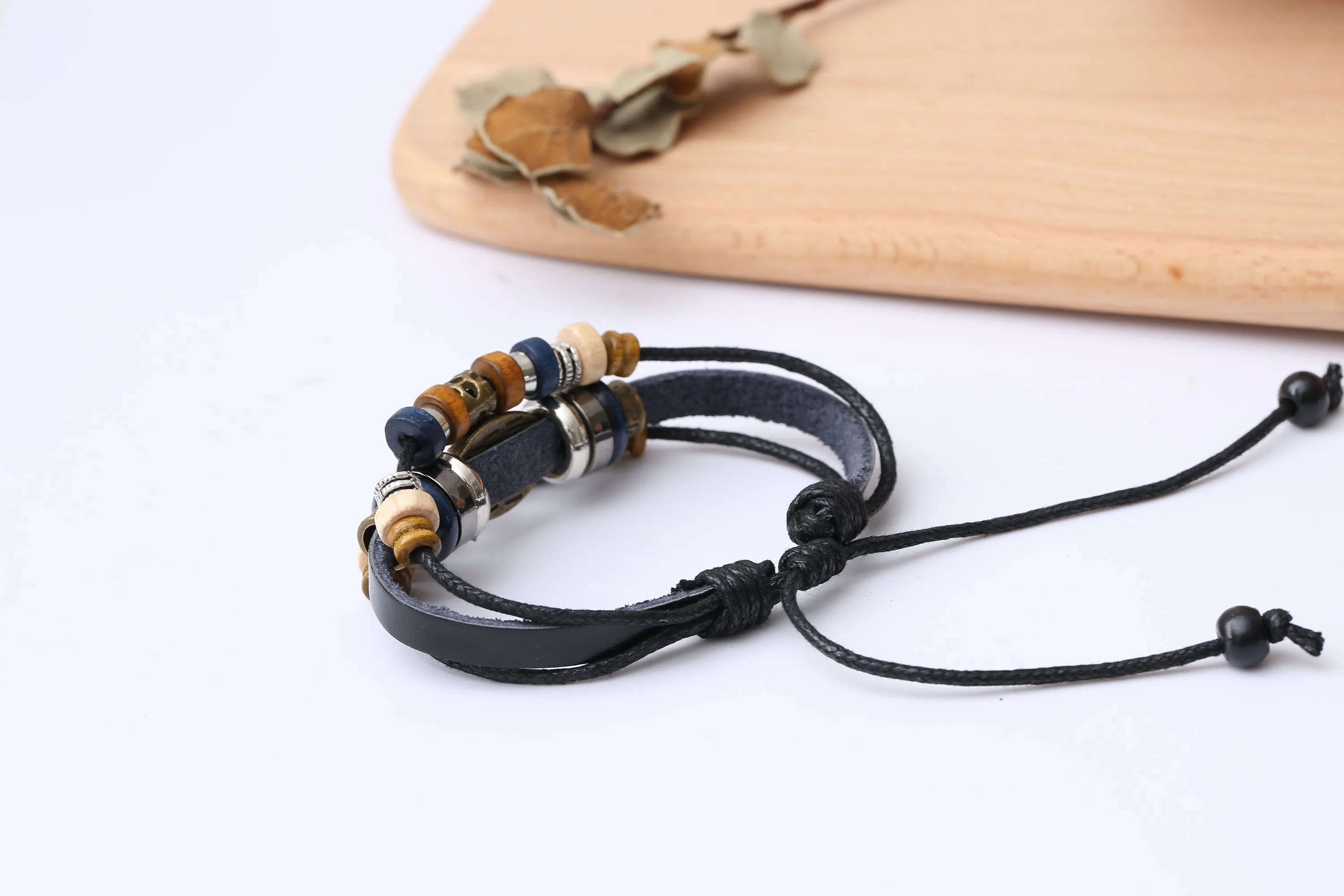 Evil Eye Adjustable Leather Bracelet