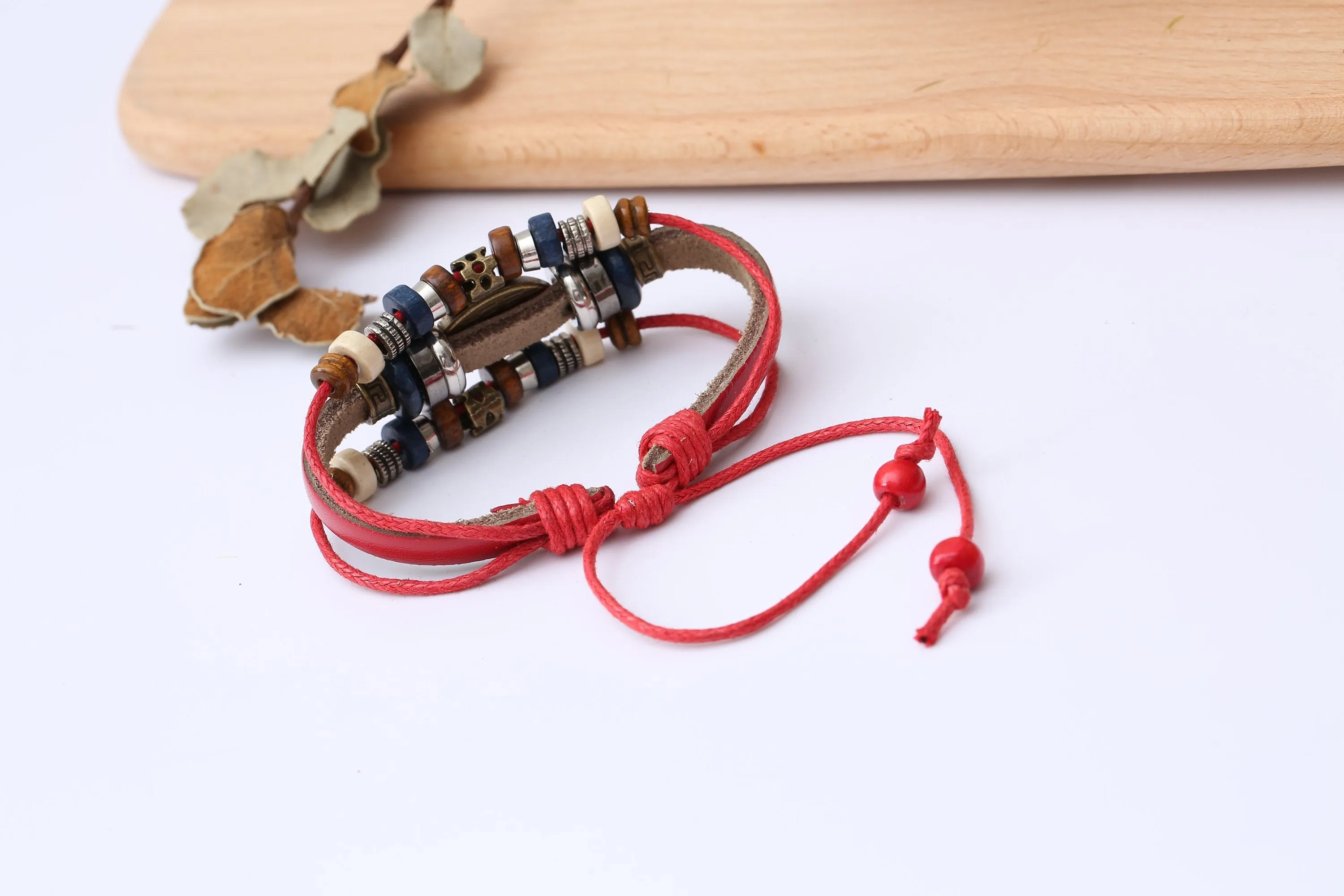 Evil Eye Adjustable Leather Bracelet