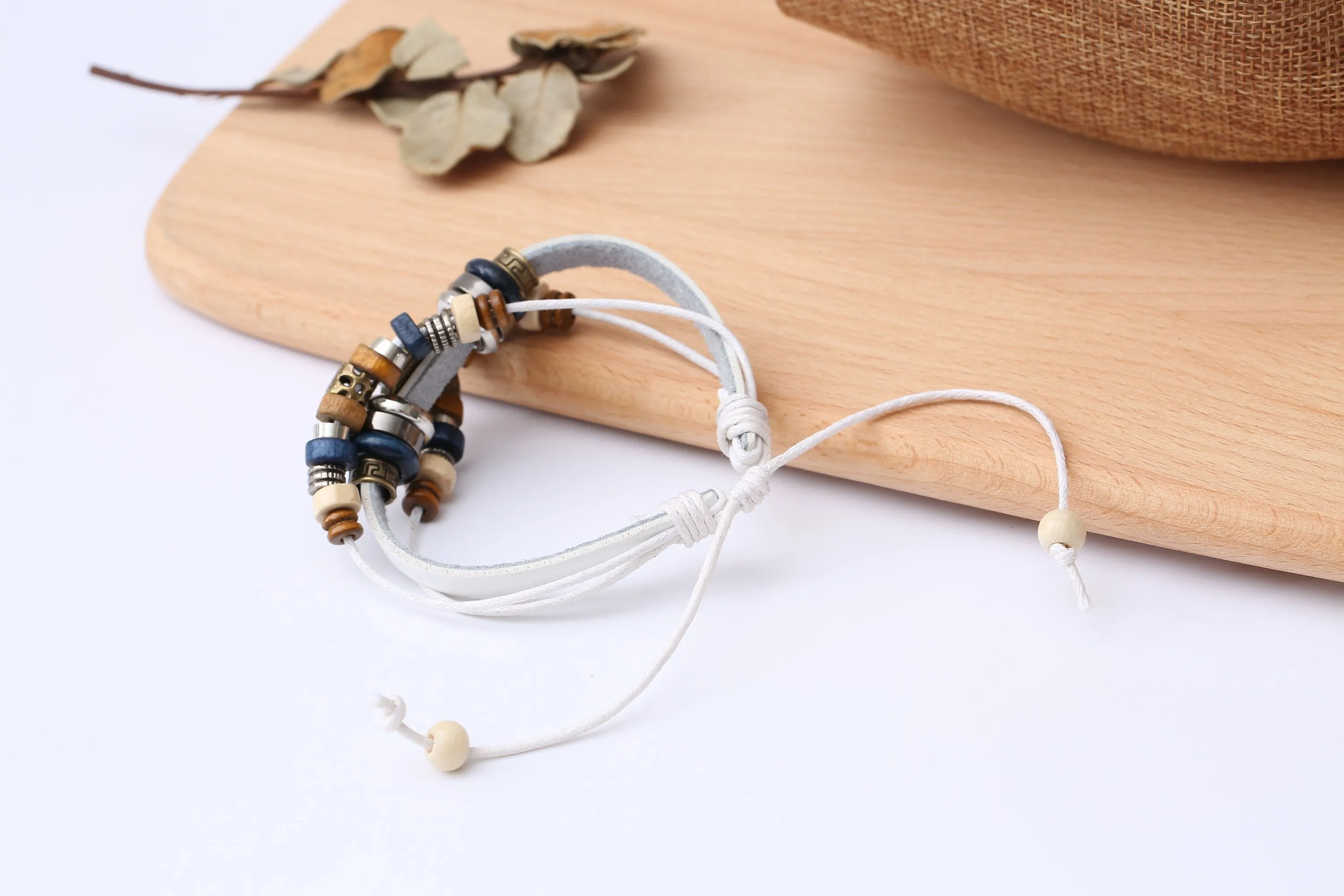 Evil Eye Adjustable Leather Bracelet