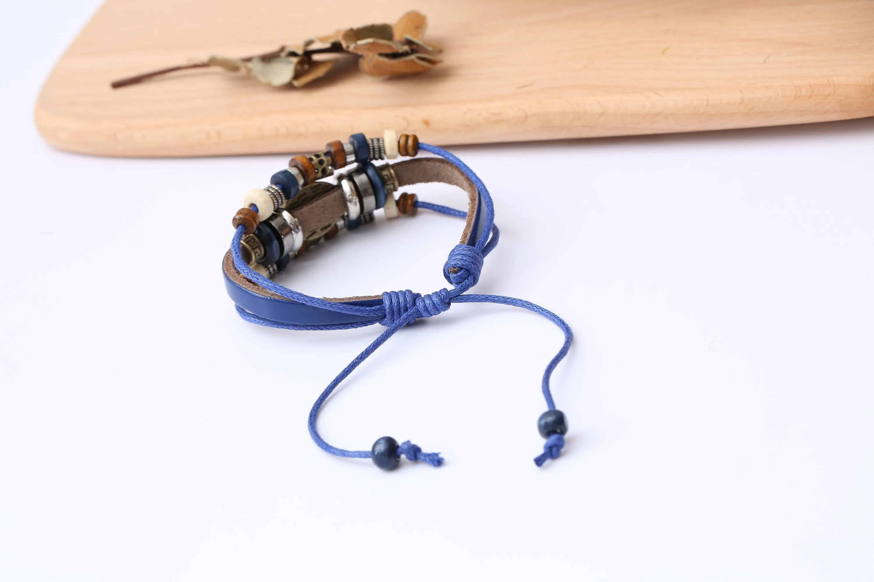 Evil Eye Adjustable Leather Bracelet