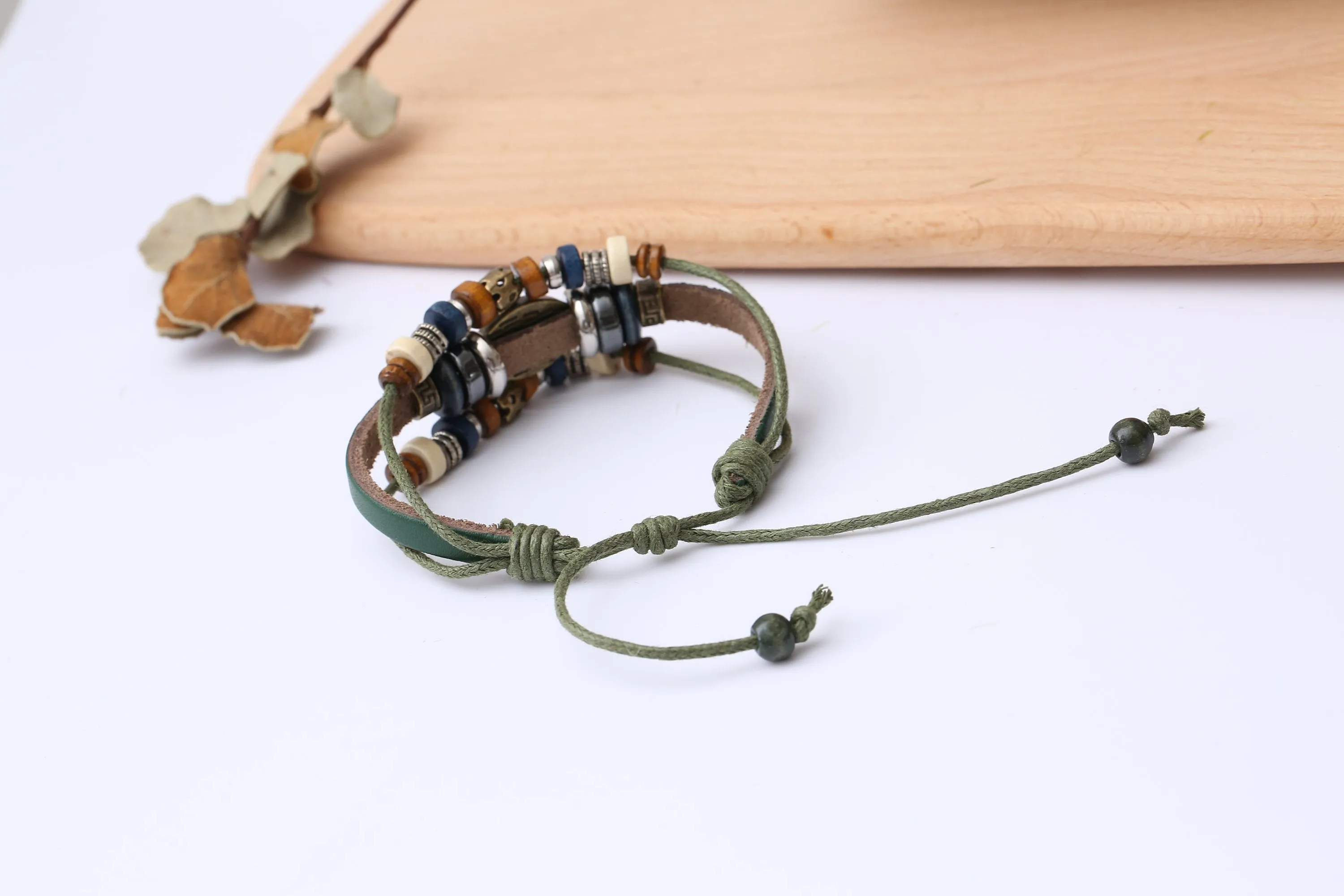 Evil Eye Adjustable Leather Bracelet