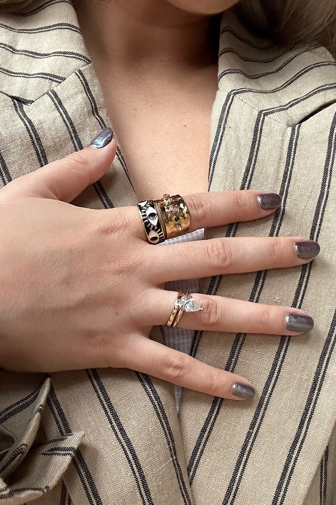 Evil Eye Enamel Ring - Black