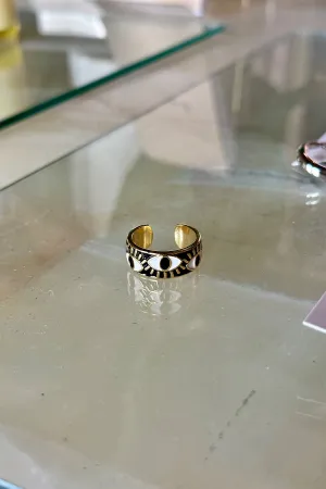 Evil Eye Enamel Ring - Black