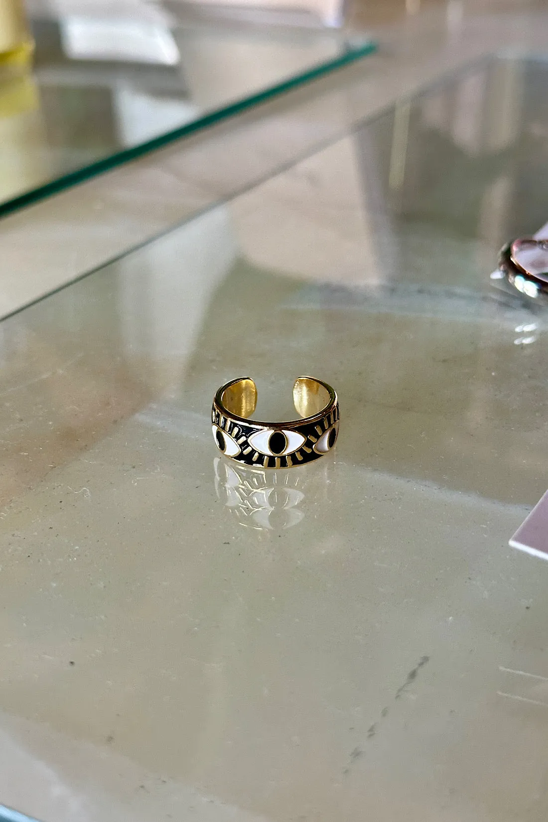 Evil Eye Enamel Ring - Black