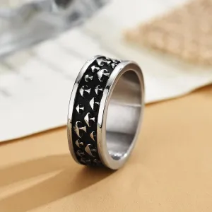 Factory Direct Wholesale European And American Retro Men's Titanium Steel Ring Tide Men Domineering Grinding Ring Wholesale