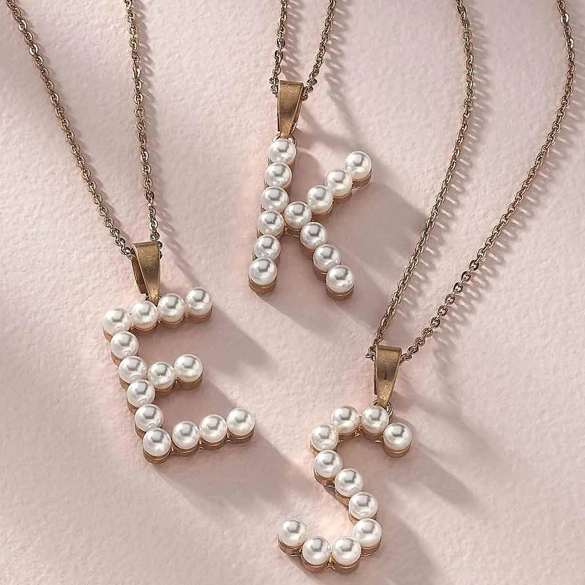Fallon Pearl Initial Necklace in Ivory