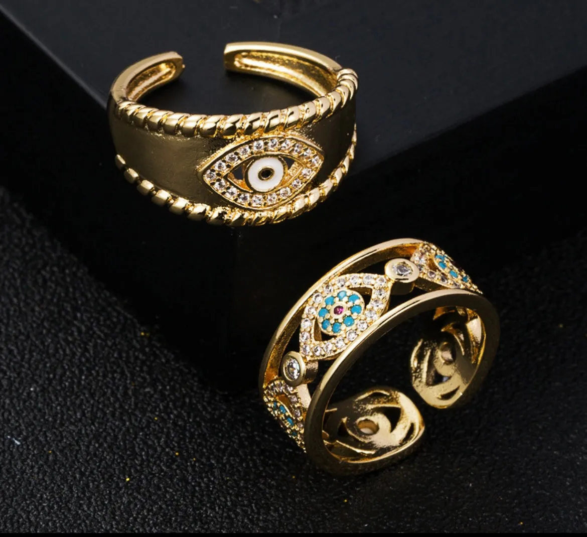 FASHION COPPER GOLD PLATED ZIRCON EBIL EYE RING