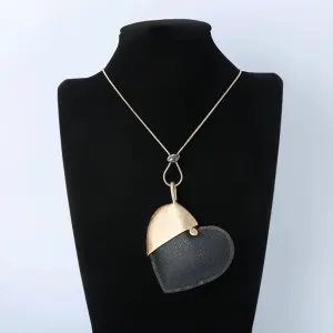 Fashion Heart Pendant Long Chains Colar Necklace Vintage Jewelry for Women