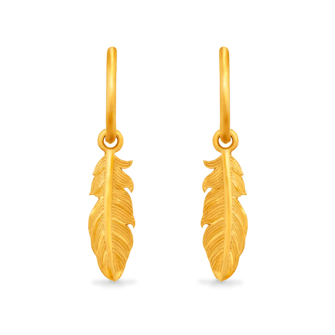 Feather Charm Hoop Earrings