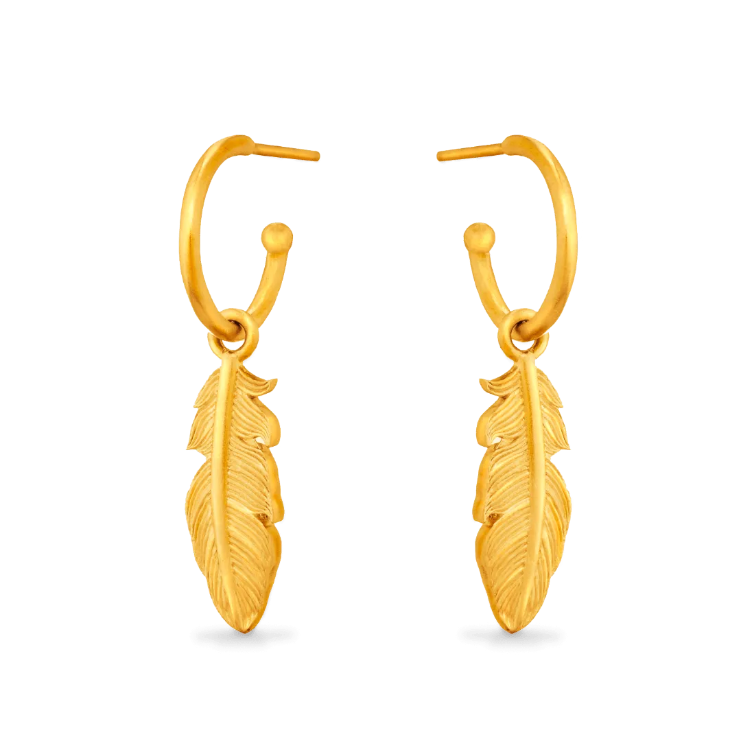 Feather Charm Hoop Earrings