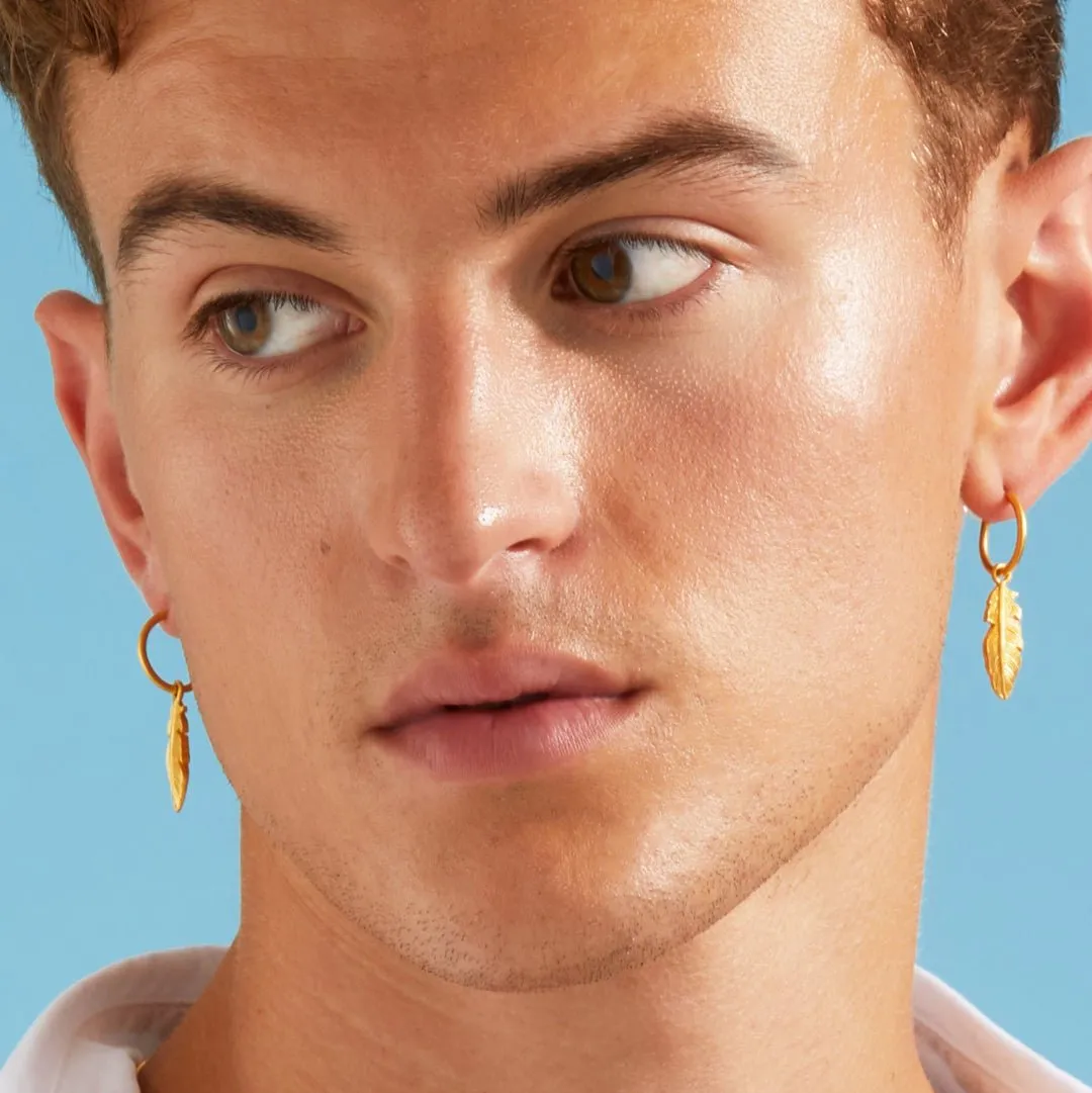 Feather Charm Hoop Earrings