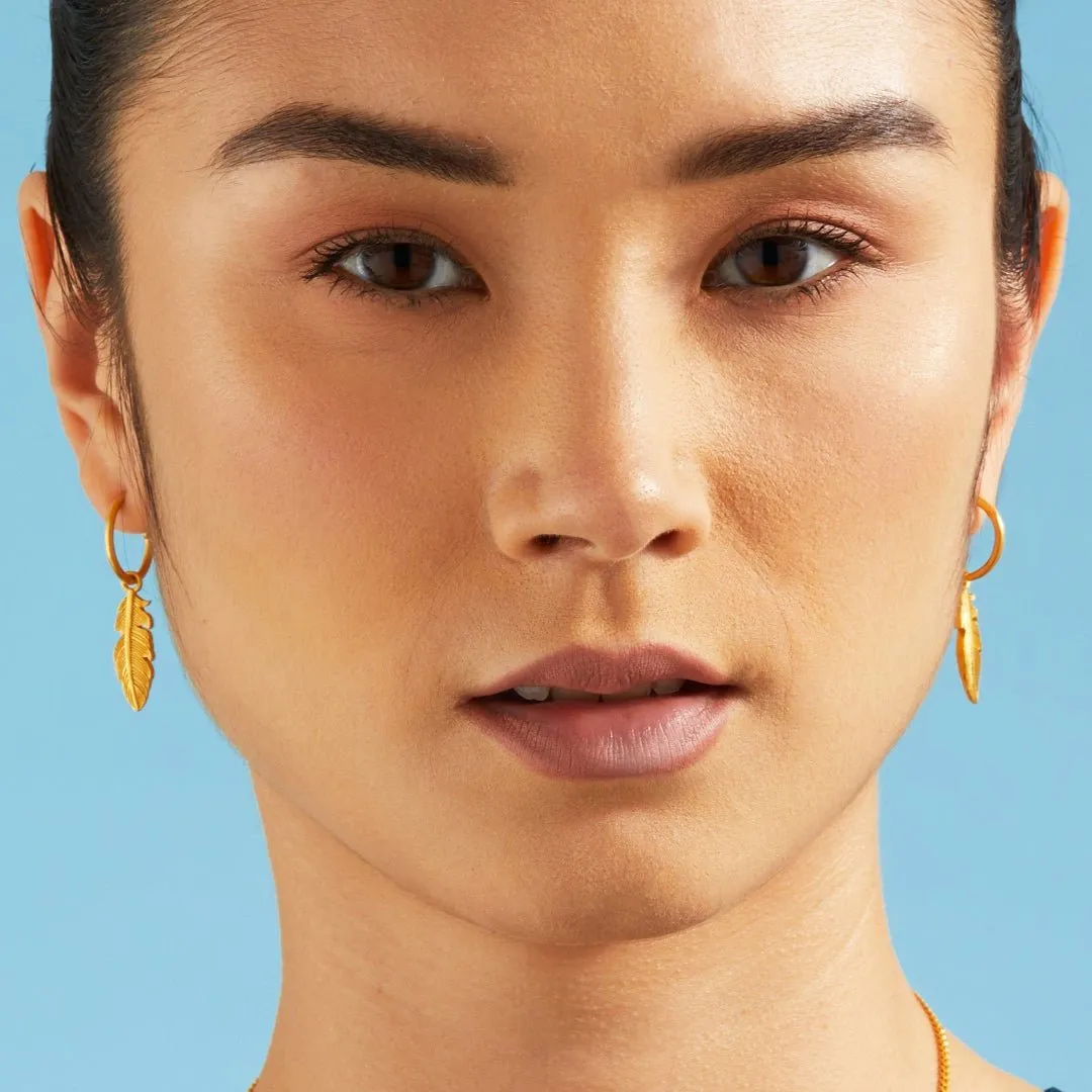 Feather Charm Hoop Earrings