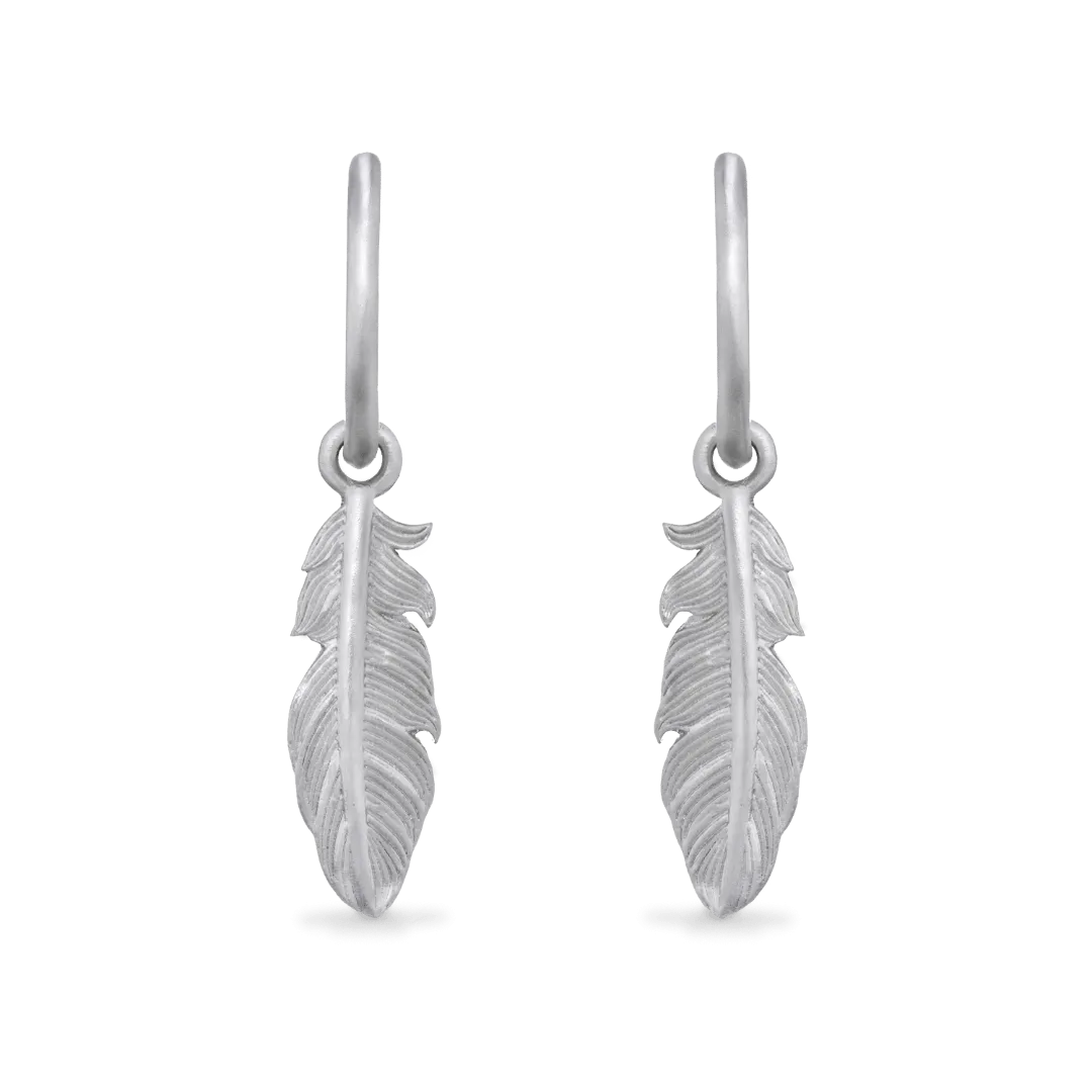 Feather Charm Hoop Earrings