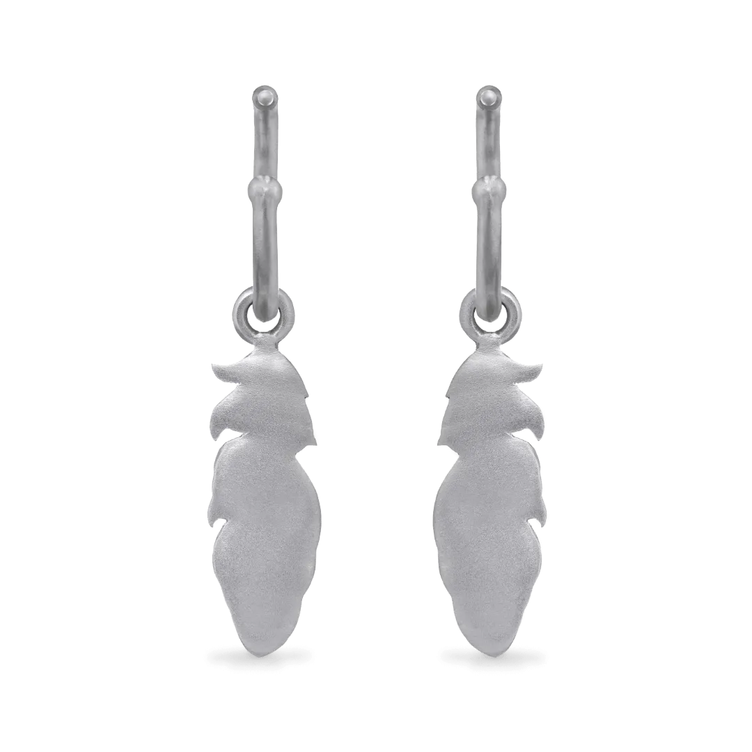 Feather Charm Hoop Earrings