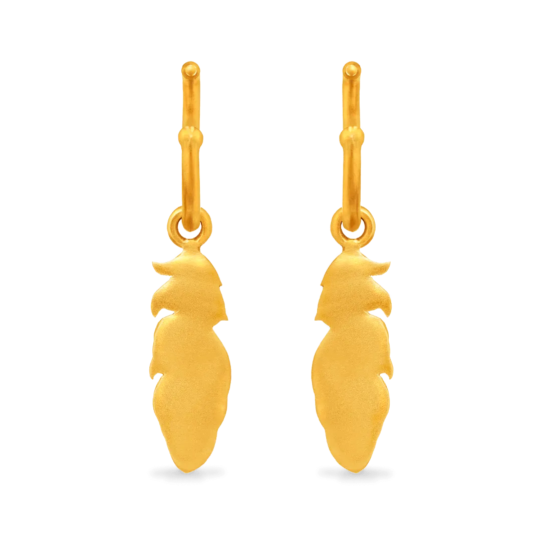 Feather Charm Hoop Earrings