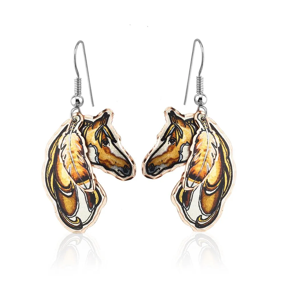 Feather design earrings