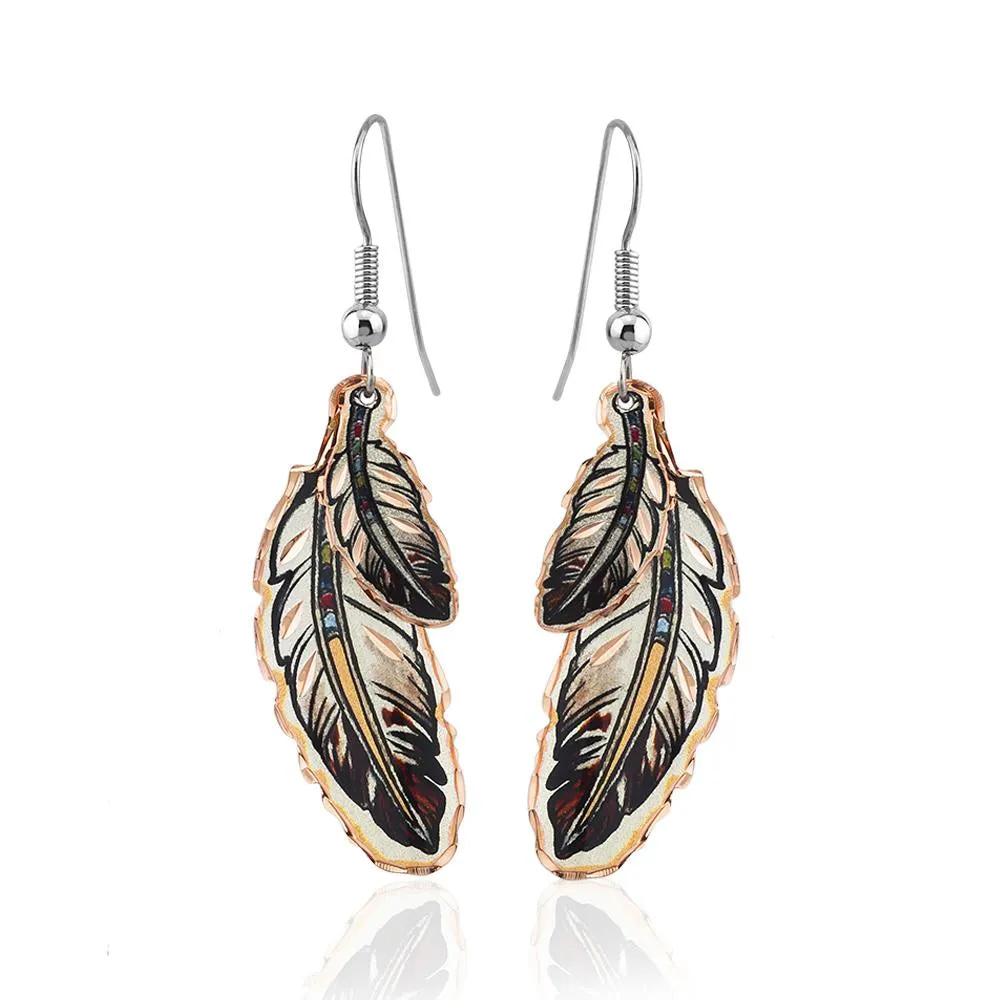 Feather design earrings