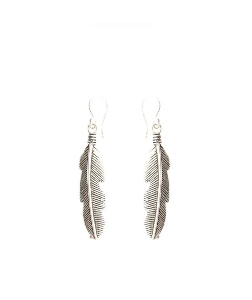 Feather Drop Earrings - Gold and Silver Leaf Cut-Out Design
