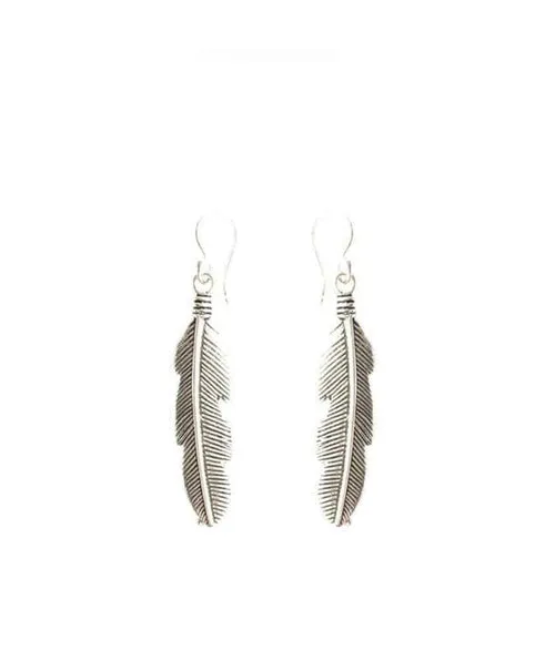 Feather Drop Earrings - Gold and Silver Leaf Cut-Out Design