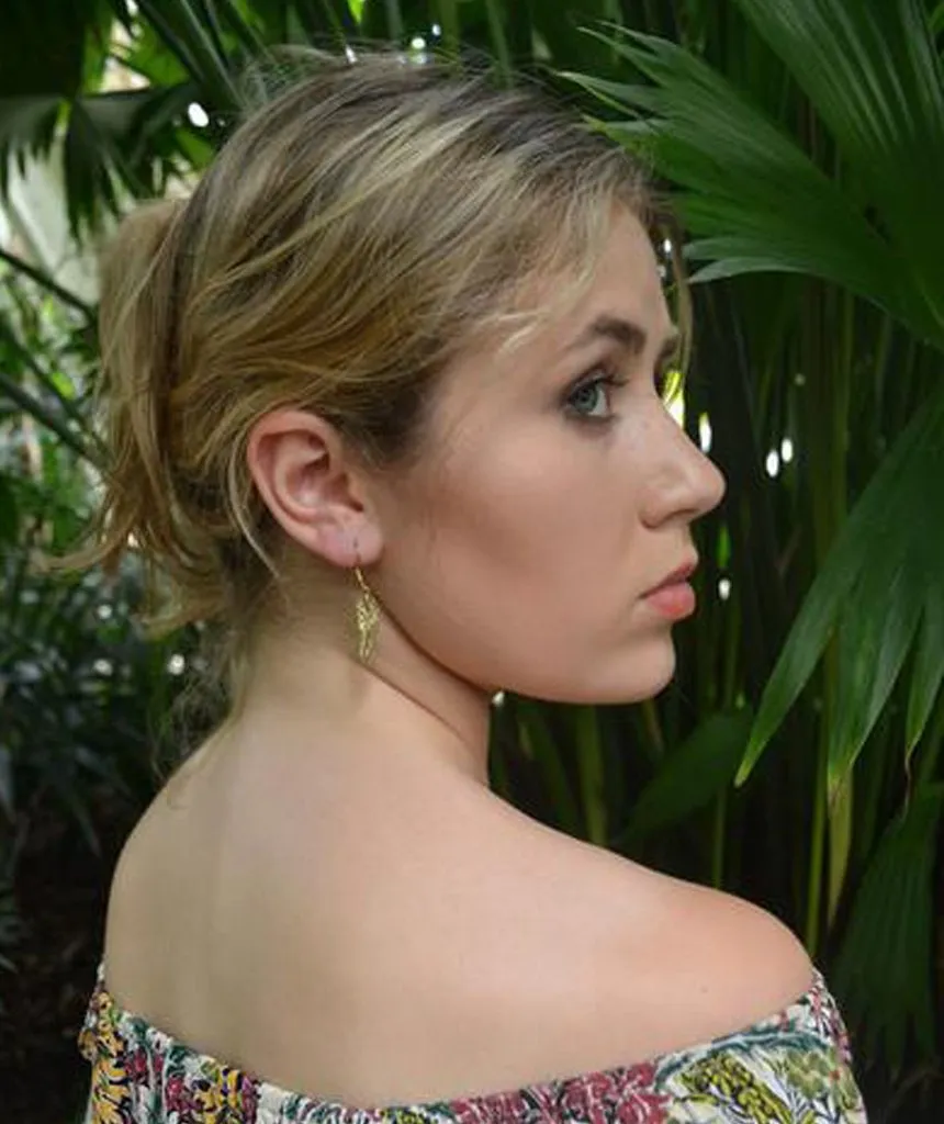 Feather Drop Earrings - Gold and Silver Leaf Cut-Out Design