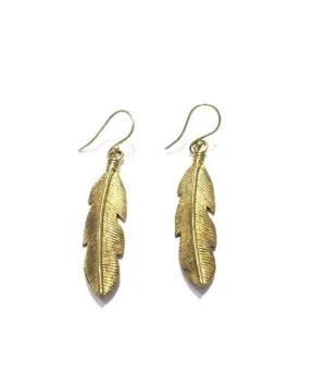 Feather Drop Earrings - Gold and Silver Leaf Cut-Out Design