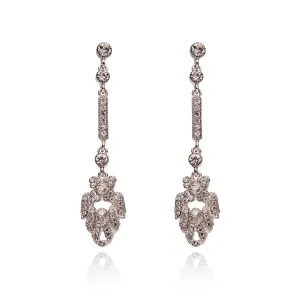 Feather Drop Earrings: Long Drop Crystal Feather Earrings
