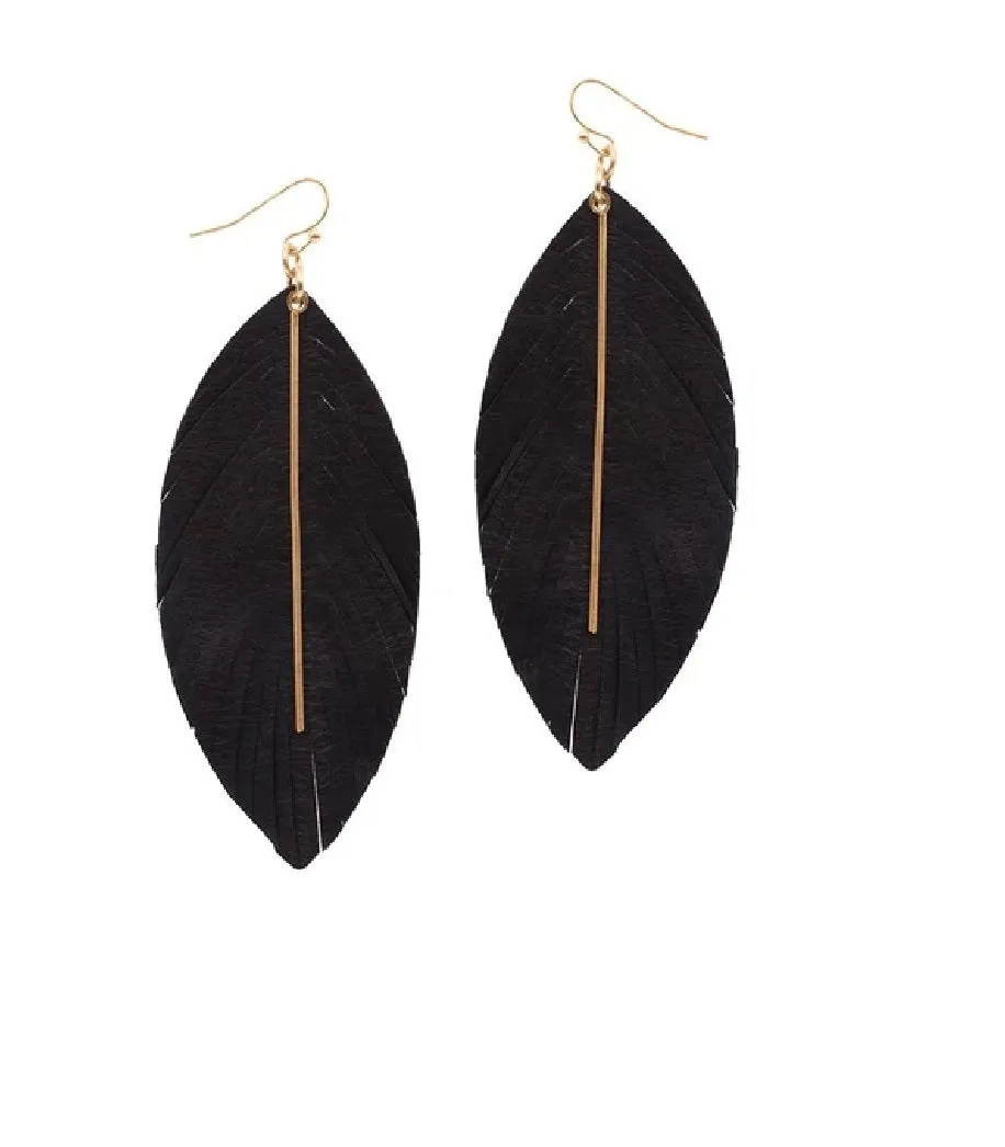 Feather Earrings w/Bar