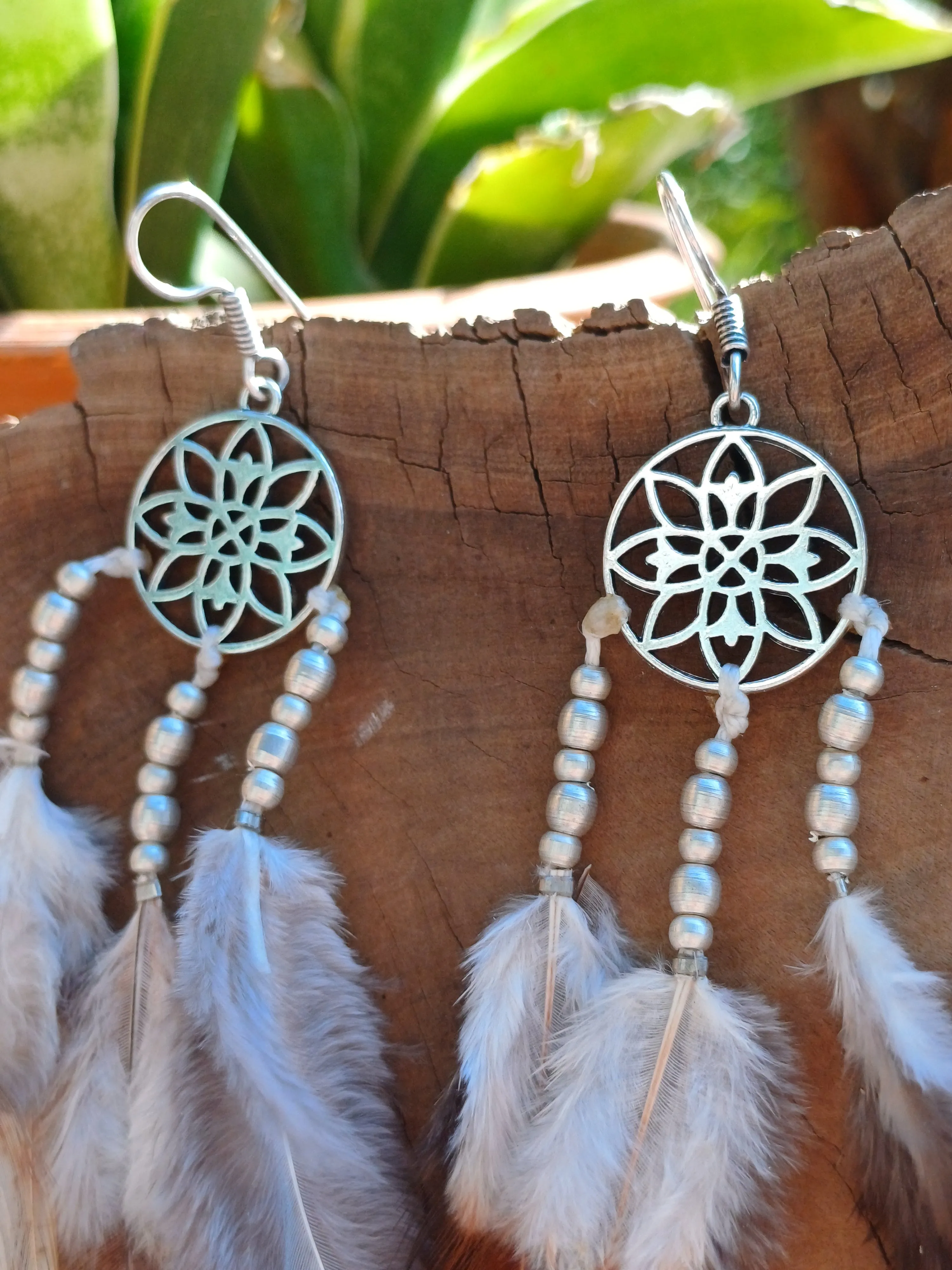 Feather Earrings With Charms