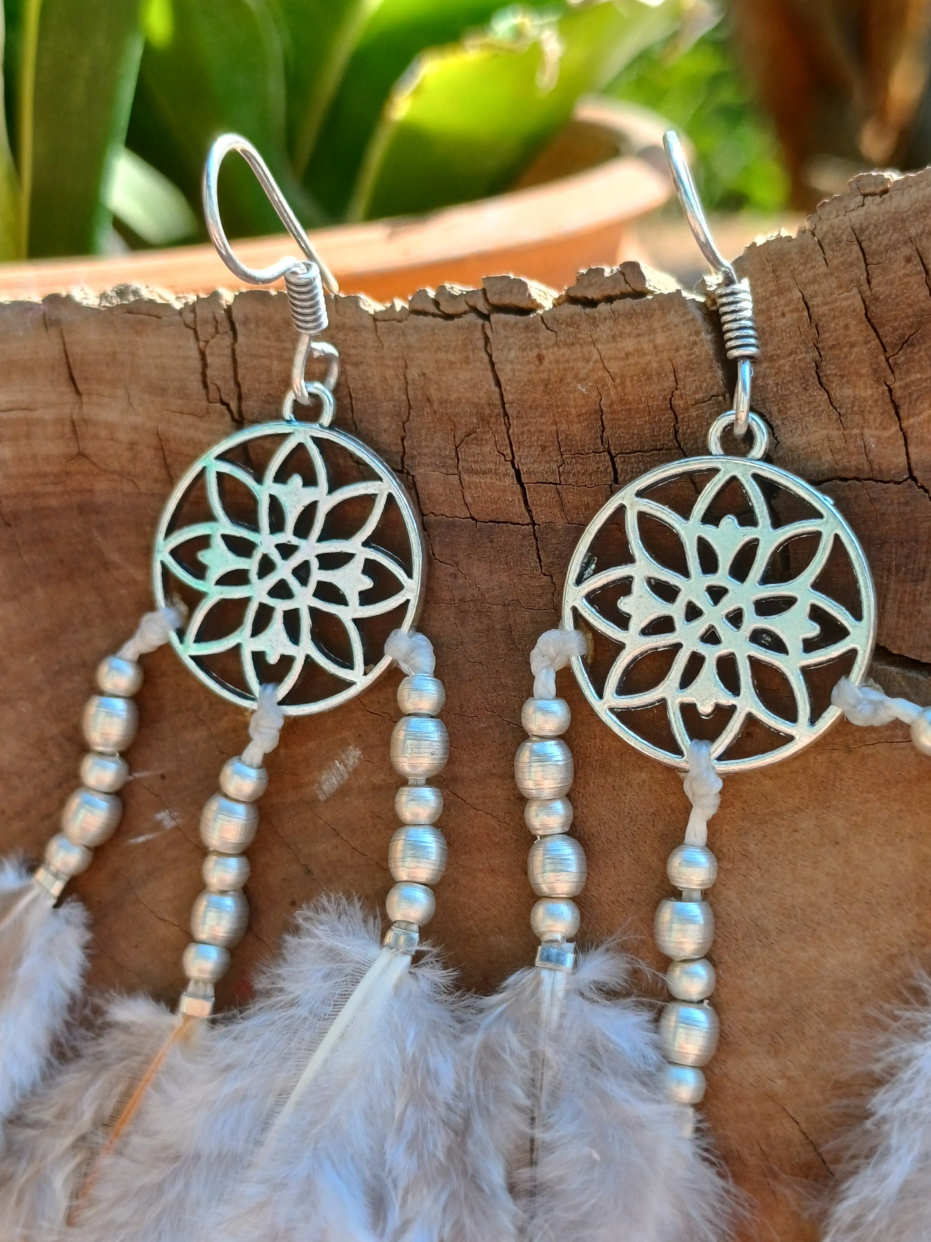 Feather Earrings With Charms