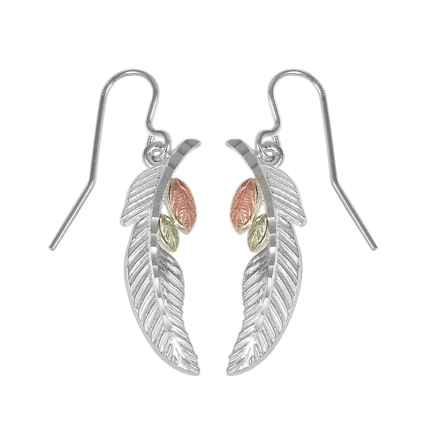 Feather - Sterling Silver Black Hills Gold Earrings