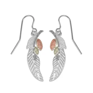 Feather - Sterling Silver Black Hills Gold Earrings