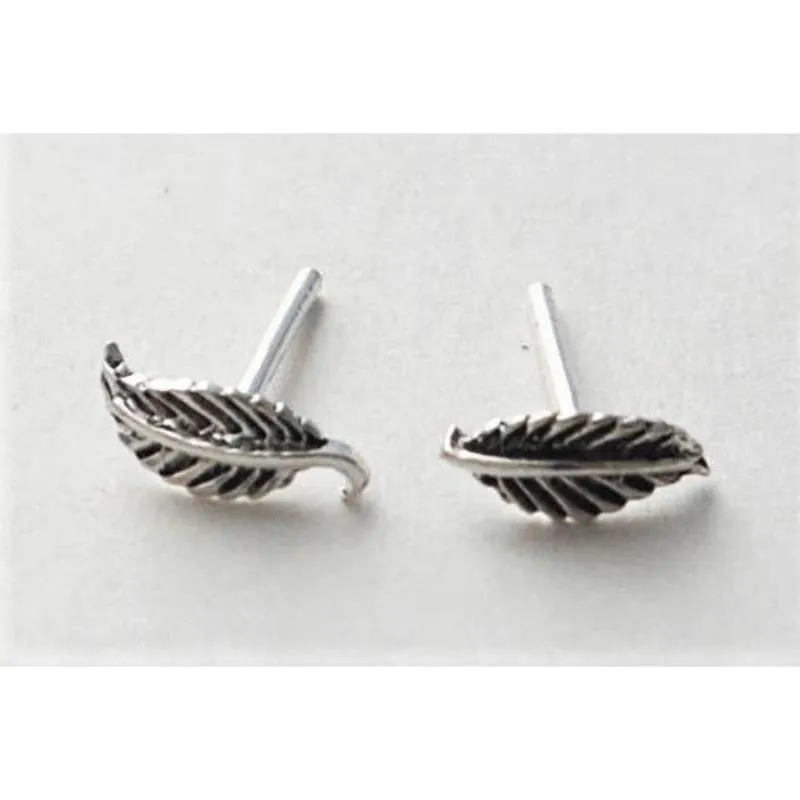 Feather Stud Earrings in Sterling Silver