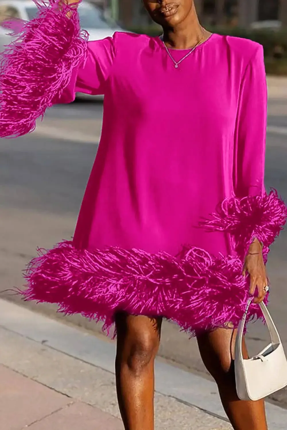 Feathered Mini Dress | Bold Colors | Effortless Glam