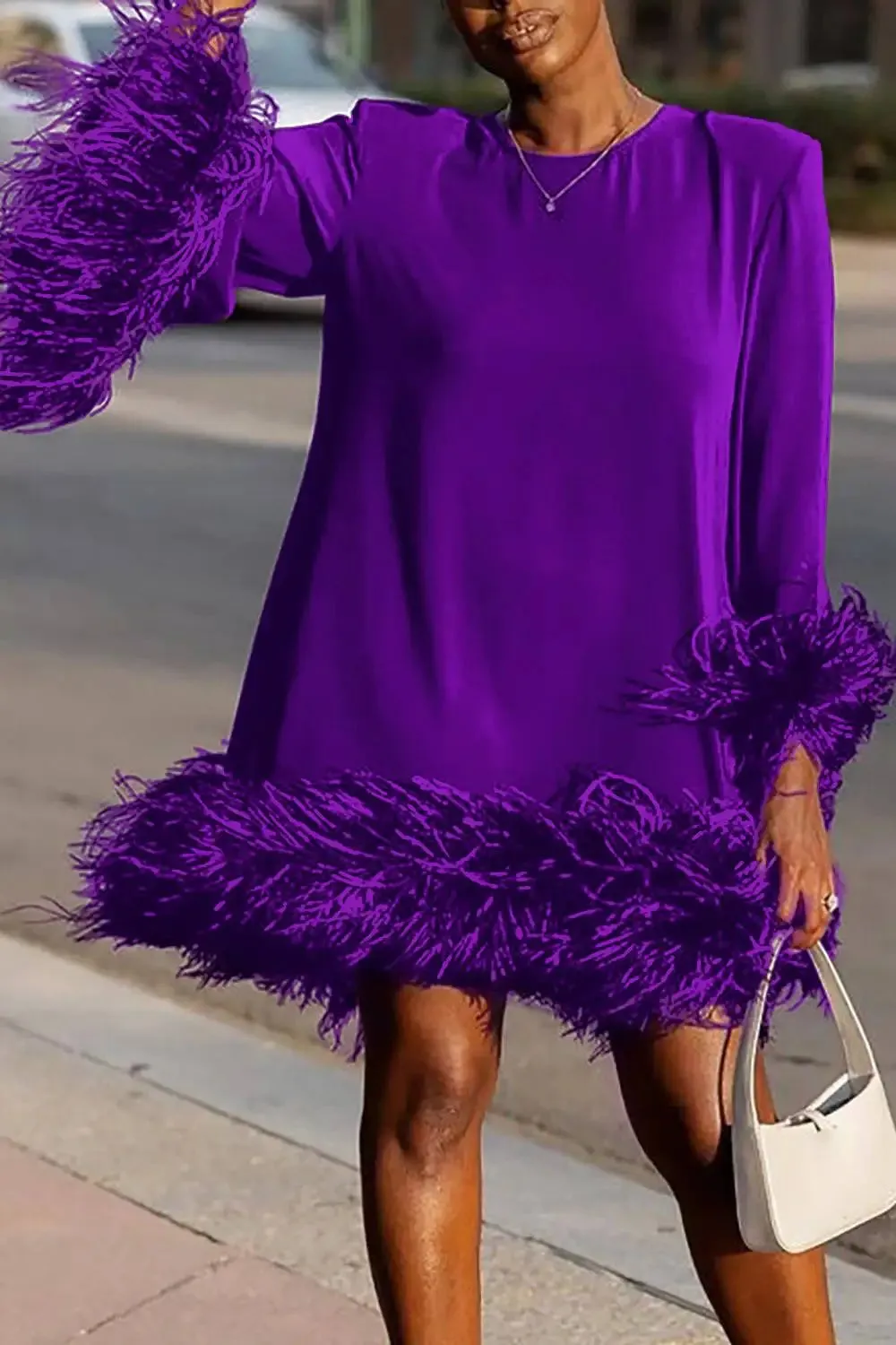 Feathered Mini Dress | Bold Colors | Effortless Glam