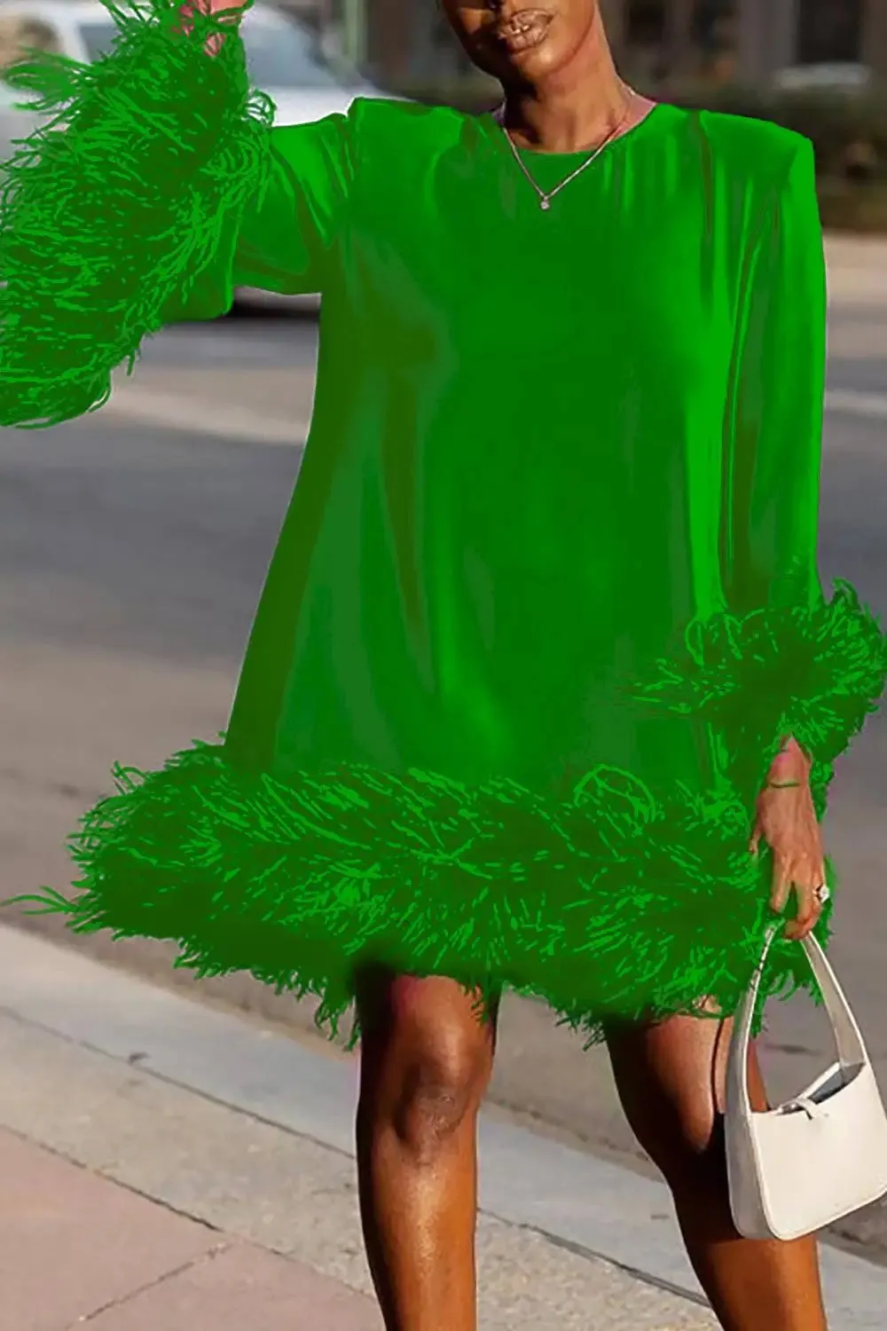 Feathered Mini Dress | Bold Colors | Effortless Glam