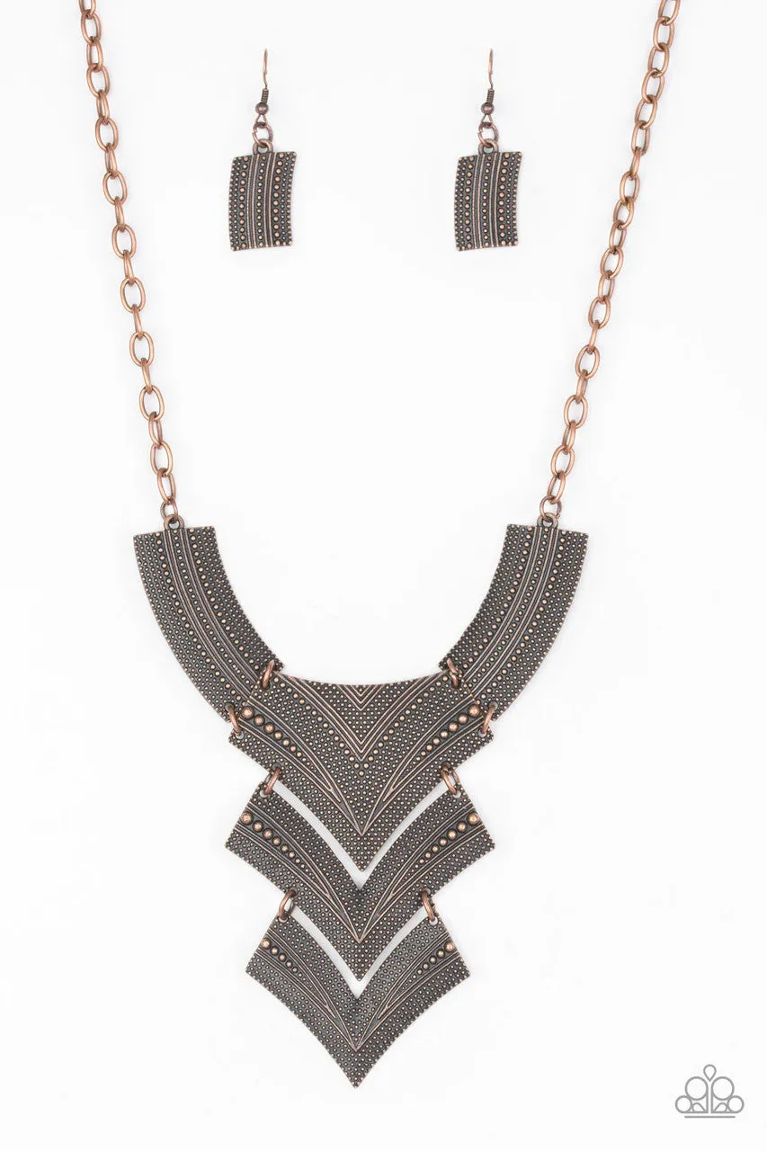 Fiercely Pharaoh Copper Paparazzi Necklace