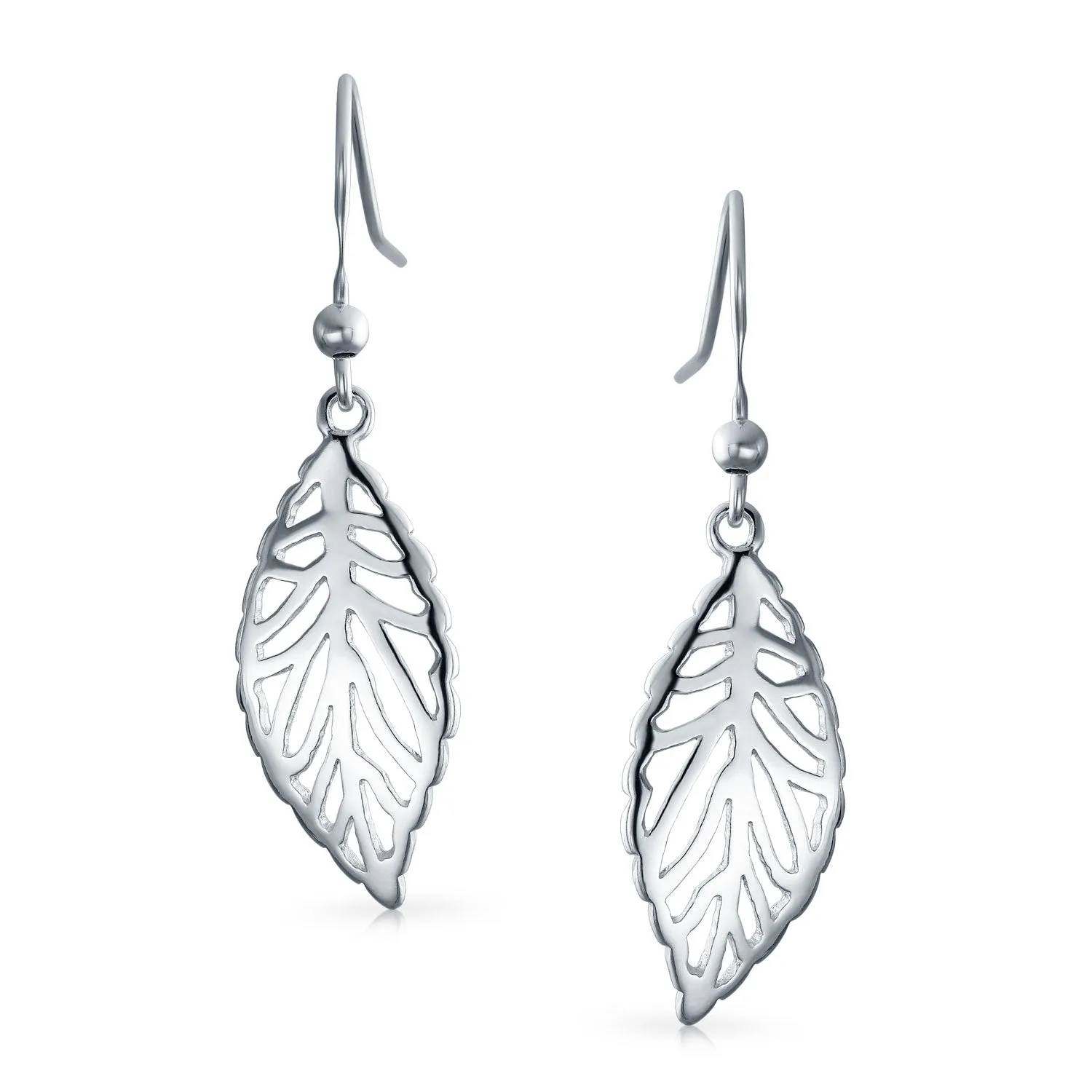 Filigree Leaf Feather Dangle Earrings Sterling Silver 1.5 Inch Western Jewelry