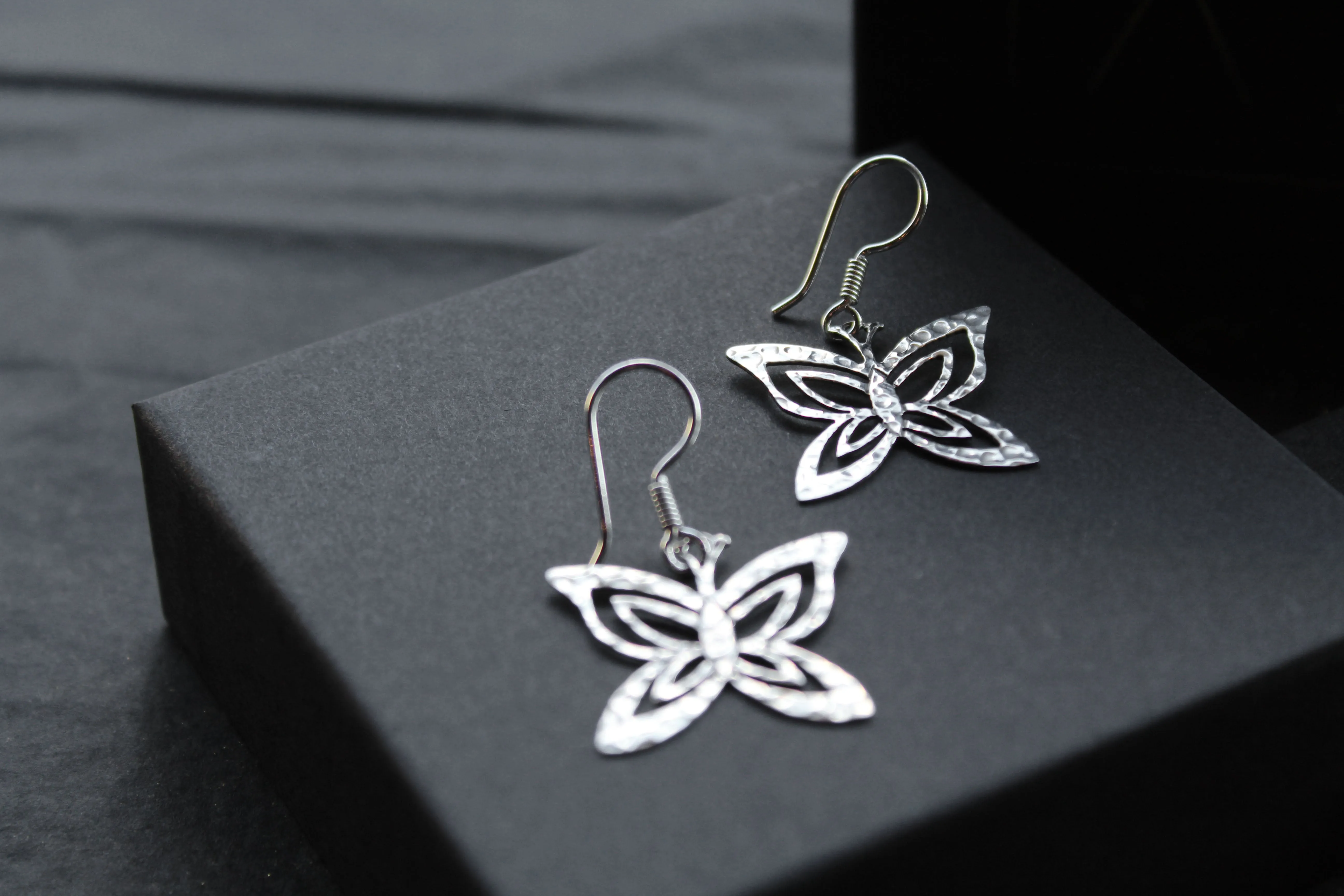 Fine Hammered Butterfly Earrings