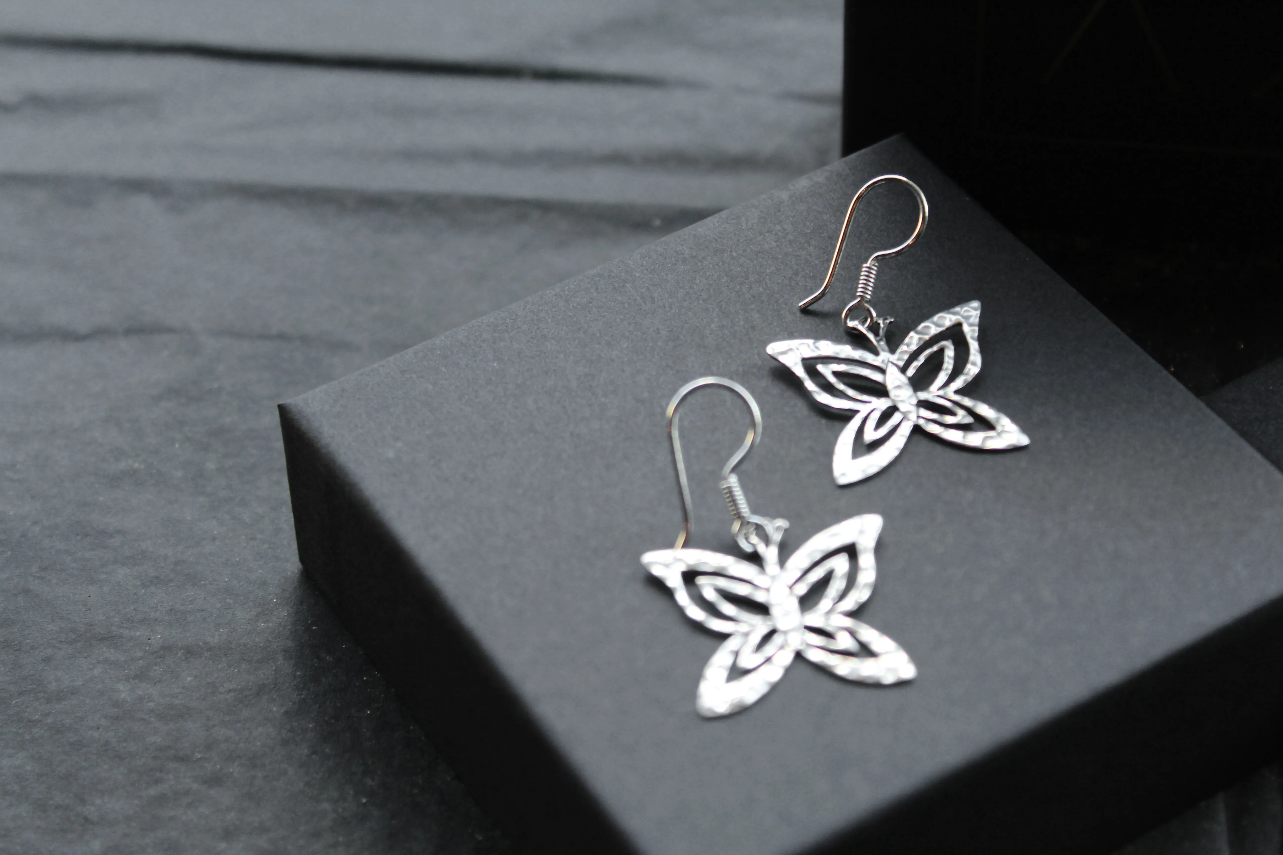 Fine Hammered Butterfly Earrings