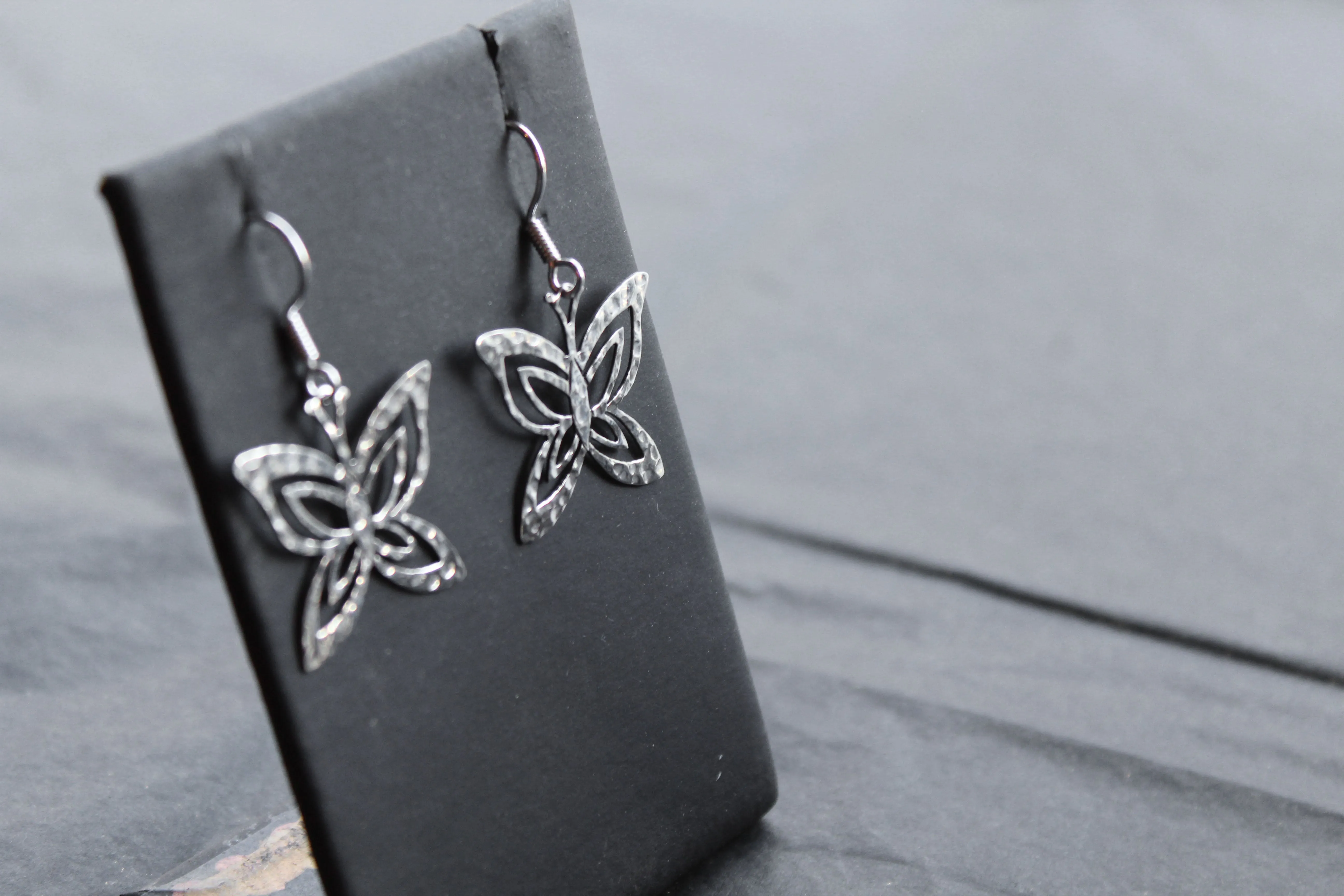 Fine Hammered Butterfly Earrings
