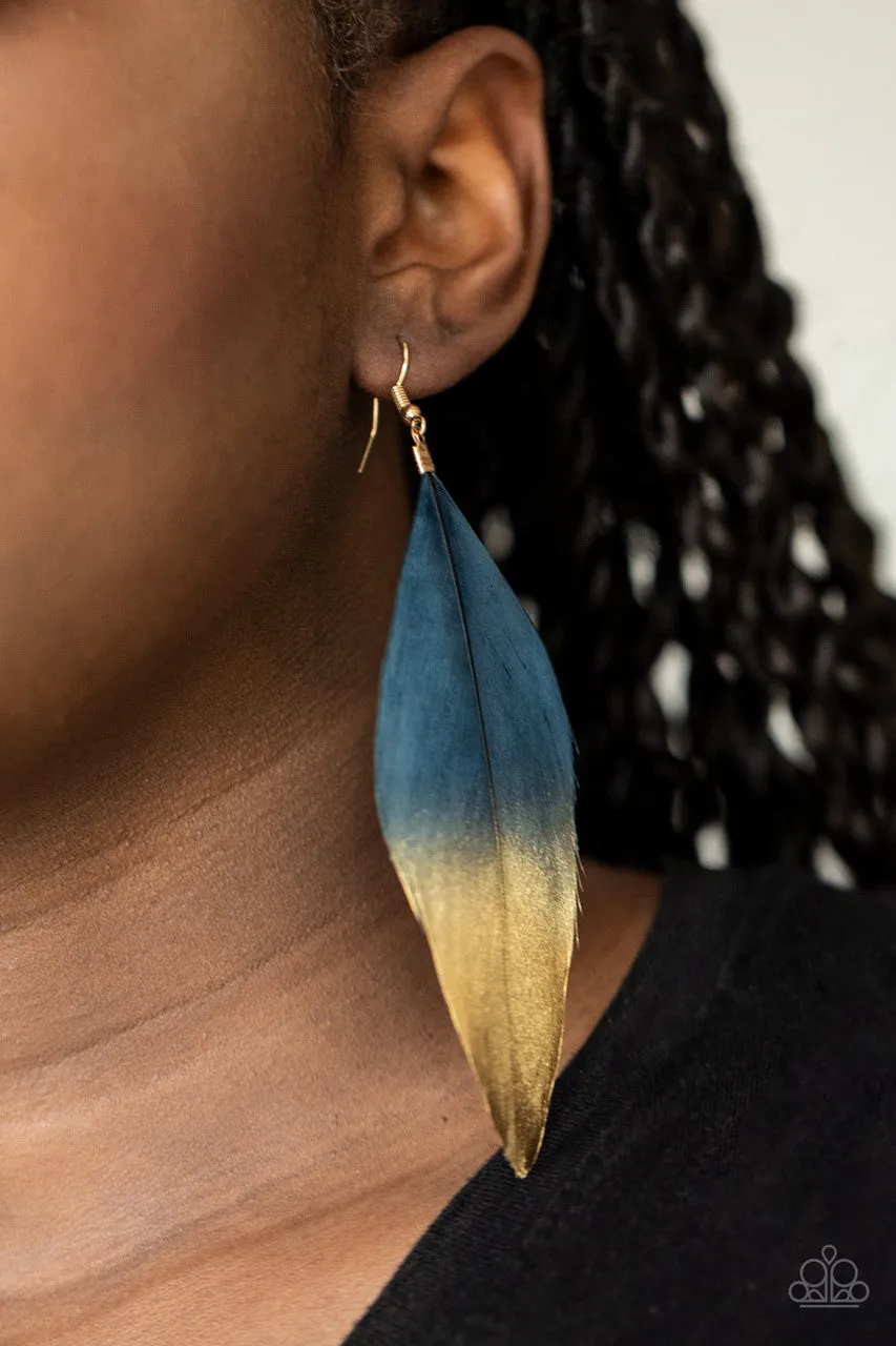 Fleek Feathers Blue Paparazzi Earrings