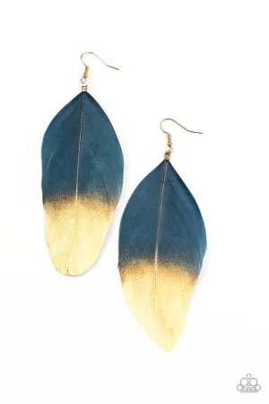 Fleek Feathers Blue Paparazzi Earrings