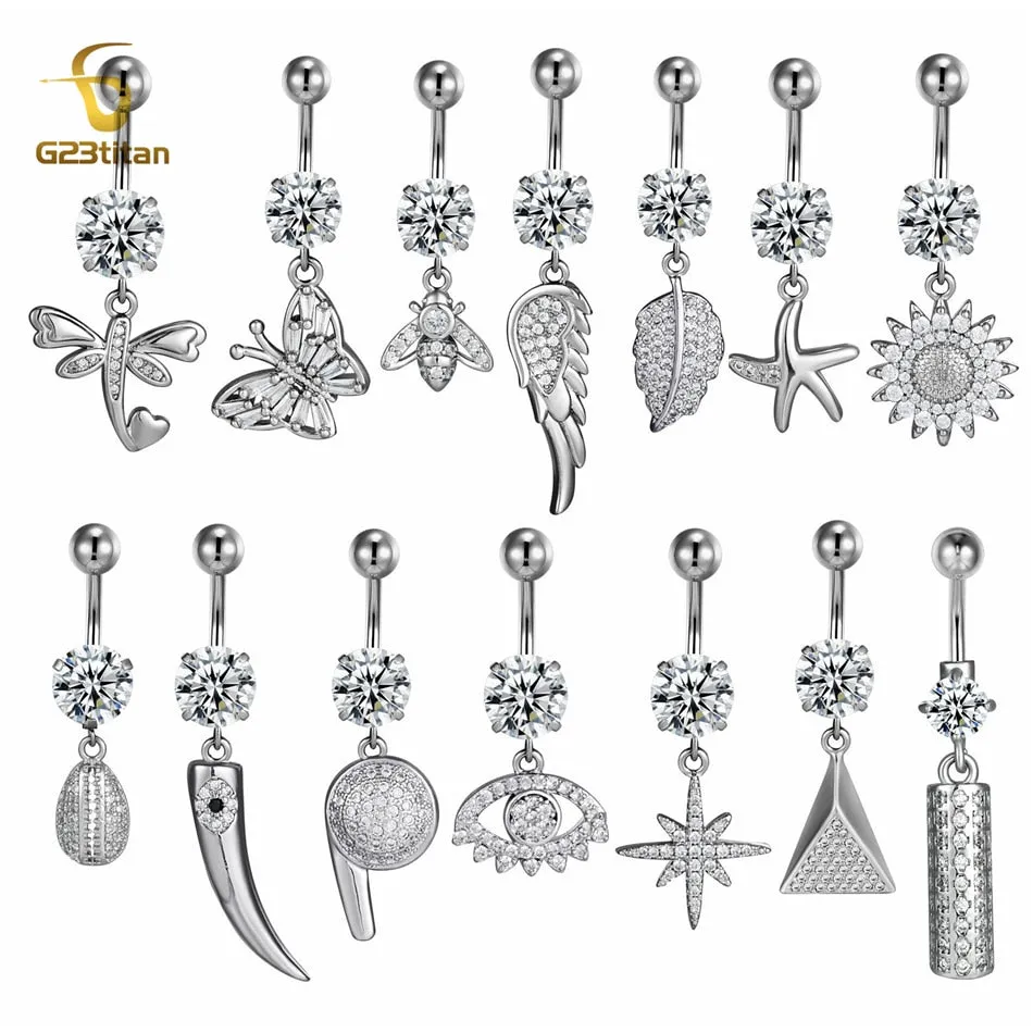 Flower Butterfly Pendant Navel Body PiecingJewelry