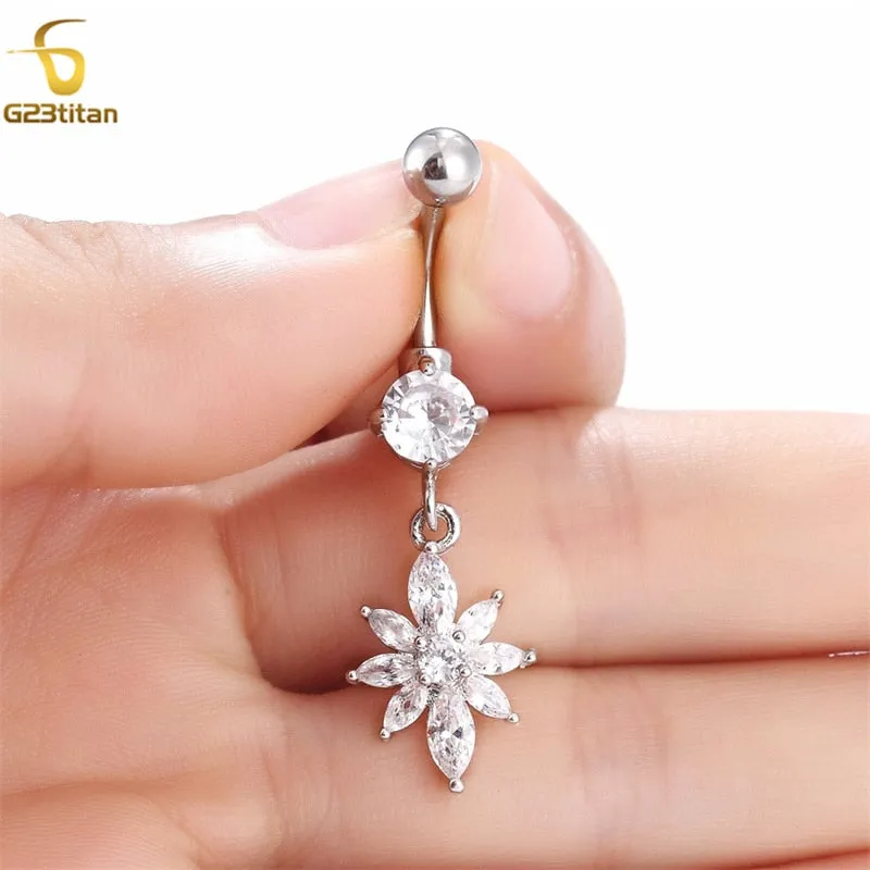 Flower Butterfly Pendant Navel Body PiecingJewelry