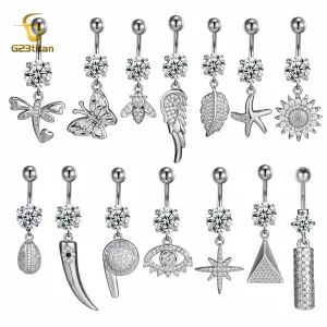Flower Butterfly Pendant Navel Body PiecingJewelry