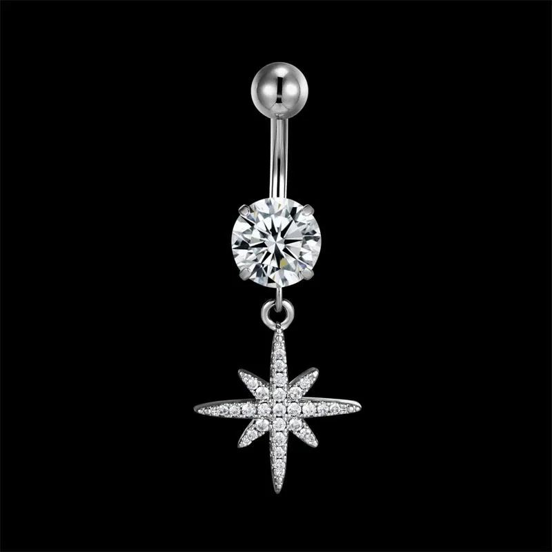 Flower Butterfly Pendant Navel Body PiecingJewelry