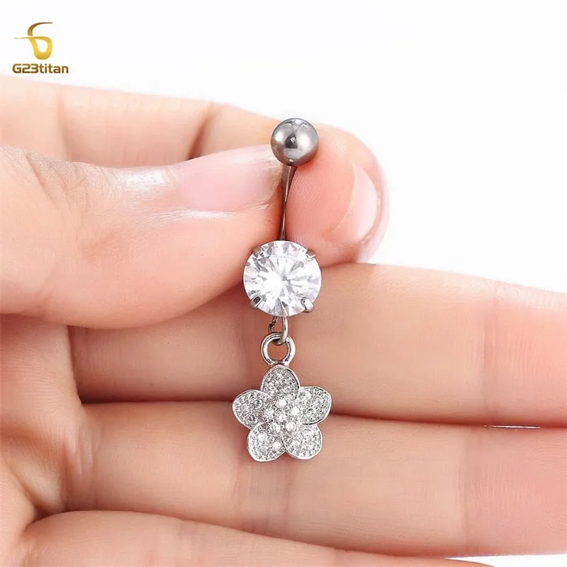 Flower Butterfly Pendant Navel Body PiecingJewelry